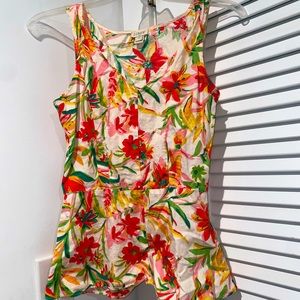 Jcrew floral peplum tank XS